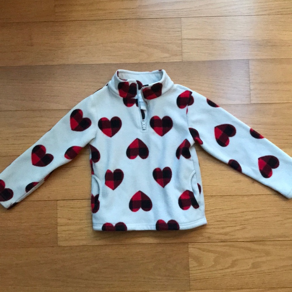 4T fleece with buffalo plaid hearts